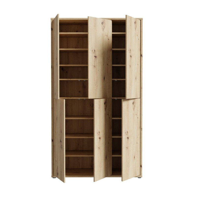 Armadio multiuso Medea 6 ante colore rovere 109.2x34.9xH191.9 cm.