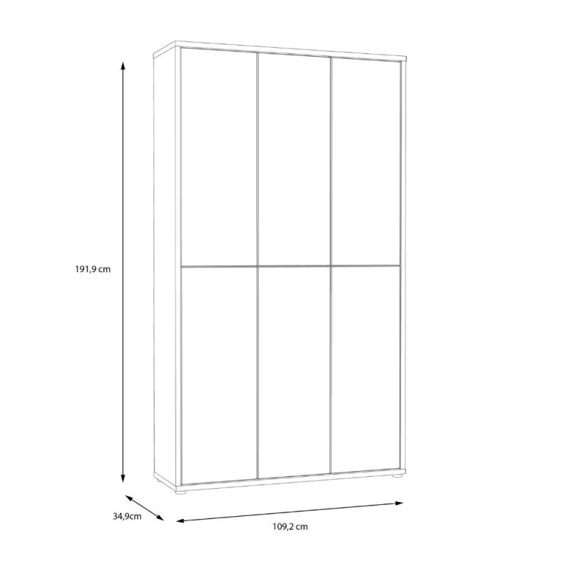 Armadio multiuso Medea 6 ante colore rovere 109.2x34.9xH191.9 cm.
