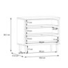 Cassettiera Livia 3 cassetti con dettagli in rattan intrecciato colore rovere
