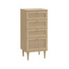 Cassettiera Livia 4 cassetti con dettagli in rattan intrecciato colore rovere