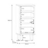Cassettiera Livia 4 cassetti con dettagli in rattan intrecciato colore rovere