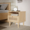 Comodino Livia 1 cassetto con dettaglio in rattan intrecciato e nicchia a giorno colore rovere