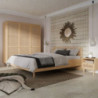 Letto matrimoniale Livia con dettaglio testiera in rattan colore rovere