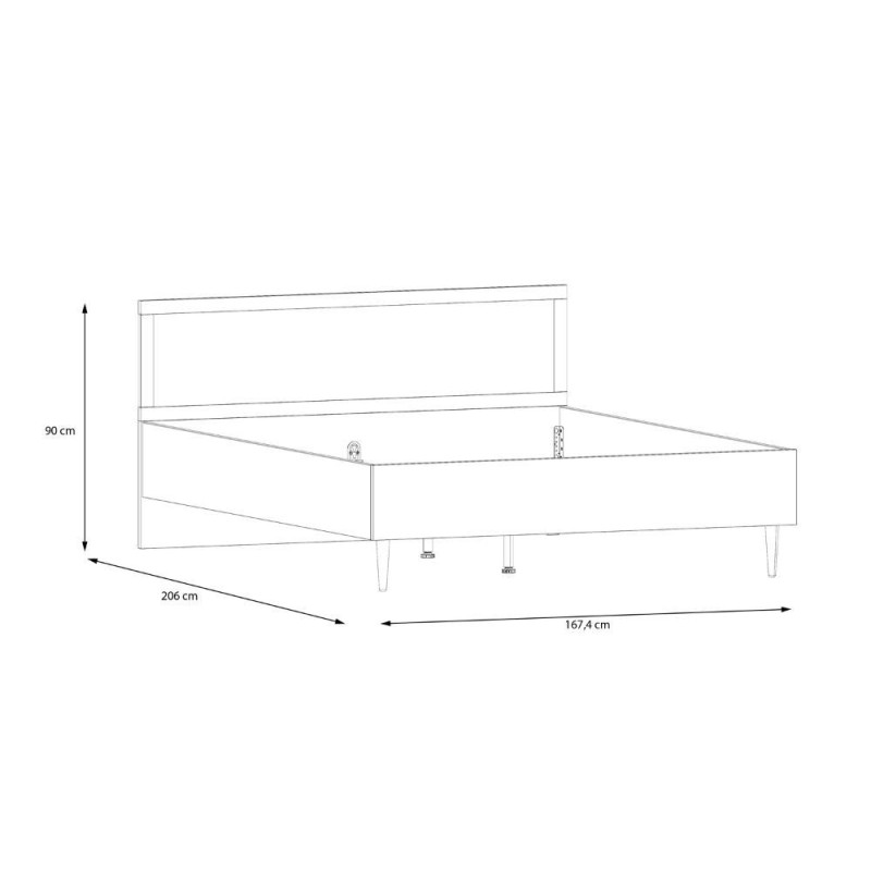 Letto matrimoniale Livia con dettaglio testiera in rattan colore rovere