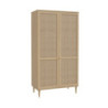 Armadio Livia 2 ante battenti con dettaglio in rattan intrecciato colore rovere