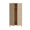 Armadio Livia 2 ante battenti con dettaglio in rattan intrecciato colore rovere