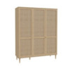 Armadio Livia 3 ante battenti con dettaglio in rattan intrecciato colore rovere