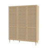 Armadio Livia 3 ante battenti con dettaglio in rattan intrecciato colore rovere