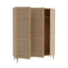 Armadio Livia 3 ante battenti con dettaglio in rattan intrecciato colore rovere