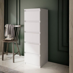 Zoom Cassettiera Morgan 5 cassetti 41.8 x 42.2 x H 128 cm. colore bianco opaco