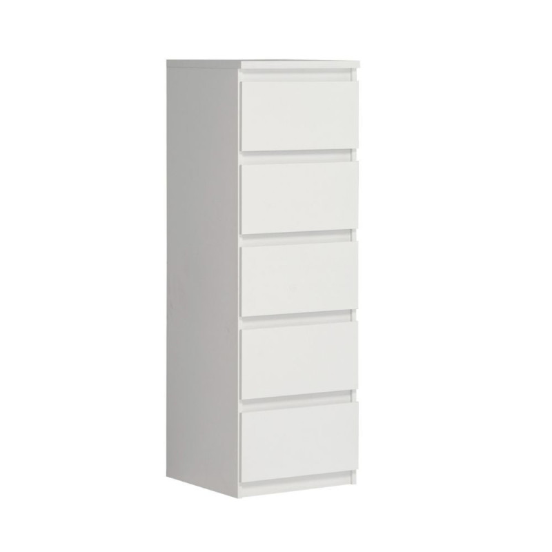 Cassettiera Morgan 5 cassetti 41.8 x 42.2 x H 128 cm. colore bianco opaco