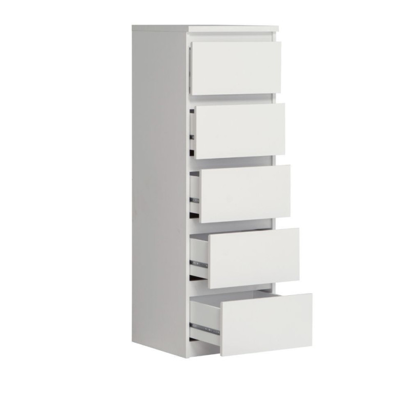 Cassettiera Morgan 5 cassetti 41.8 x 42.2 x H 128 cm. colore bianco opaco