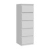 Cassettiera Morgan 5 cassetti 41.8 x 42.2 x H 128 cm. colore bianco opaco
