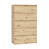 Cassettiera Morgan 5 cassetti 77.2 x 42.2 x H 128.1 cm colore rovere