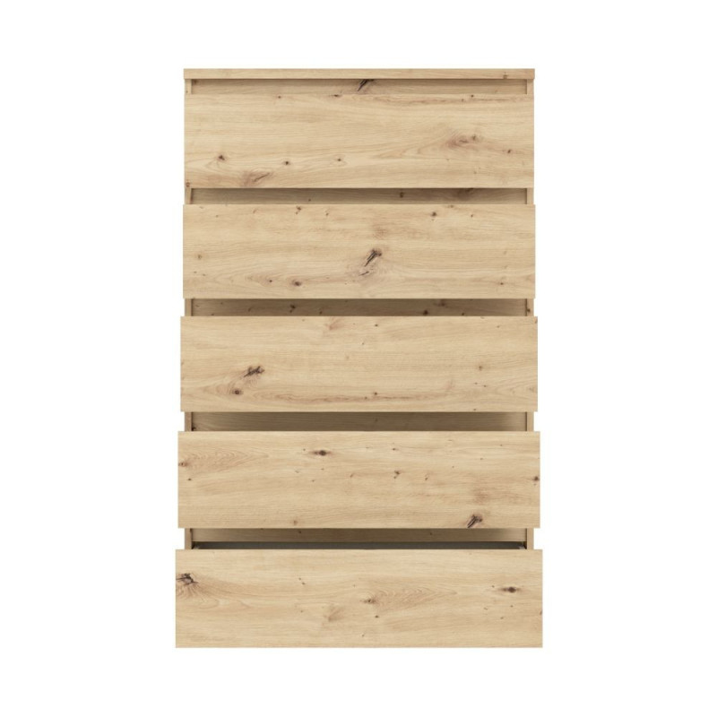 Cassettiera Morgan 5 cassetti 77.2 x 42.2 x H 128.1 cm colore rovere