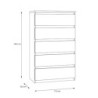 Cassettiera Morgan 5 cassetti 77.2 x 42.2 x H 128.1 cm colore rovere