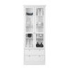 Vetrina Landwood51 con 2 ante in vetro e 2 cassetti colore bianco
