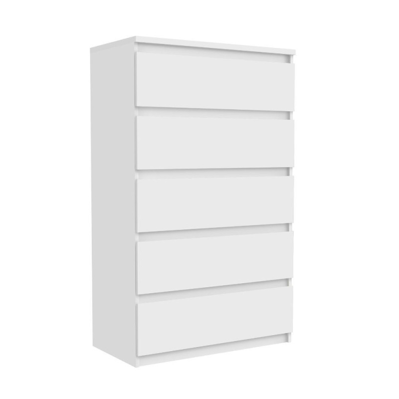Cassettiera Morgan 5 cassetti 77.2 x 42.2 x H 128.1 cm colore bianco opaco
