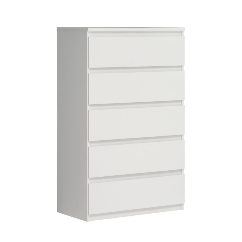 Cassettiera Morgan 5 cassetti 77.2 x 42.2 x H 128.1 cm colore bianco opaco