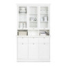 Credenza con vetrina Landwood50 3 ante vetro superiori 3 ante inferiori vani a giorno e 3 cassetti in bianco