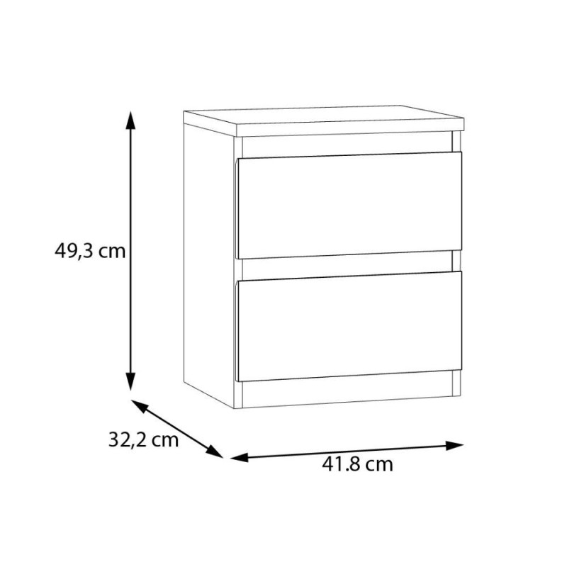 Comodino Morgan 2 cassetti 41.8 x 32.2 x H 49.3 cm. colore grigio chiaro
