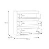 Cassettiera Morgan 3 cassetti 77.2x79.8x42.2 cm. colore grigio chiaro