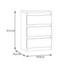 Cassettiera Morgan 3 cassetti 41.8 x H 61.5 x 32.2 cm colore bianco