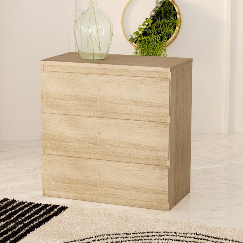 Cassettiera Morgan 3 cassetti 77.2x79.8x42.2 cm. colore rovere