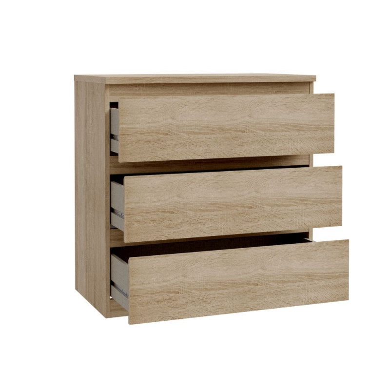 Cassettiera Morgan 3 cassetti 77.2x79.8x42.2 cm. colore rovere
