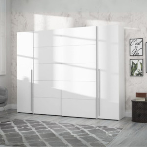 Armadio Callia con 2 ante battenti e 2 ante scorrevoli colore bianco 270.3x61.2xH210.5 cm.