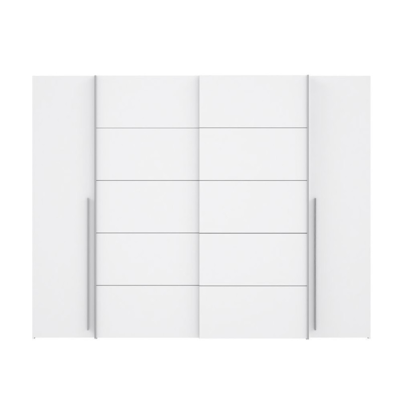 Armadio Callia con 2 ante battenti e 2 ante scorrevoli colore bianco 270.3x61.2xH210.5 cm.