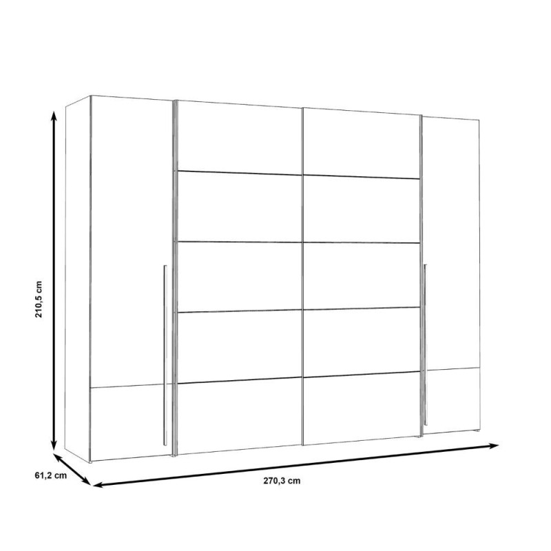 Armadio Callia con 2 ante battenti e 2 ante scorrevoli colore bianco 270.3x61.2xH210.5 cm.