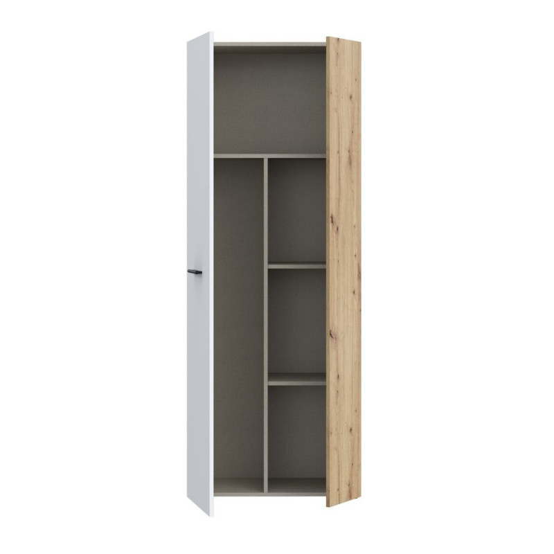 Armadio multiuso Teodoro 2 ante con portascope struttura rovere e 1 anta bianco