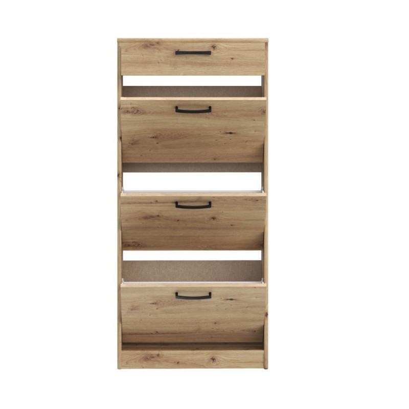 Scarpiera Cecilia con 3 scomparti ed un cassetto colore rovere 58.2x20.4x127.7 H cm.