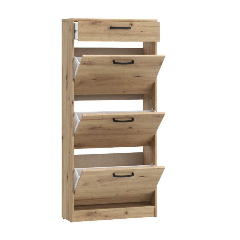 Scarpiera Cecilia con 3 scomparti ed un cassetto colore rovere 58.2x20.4x127.7 H cm.
