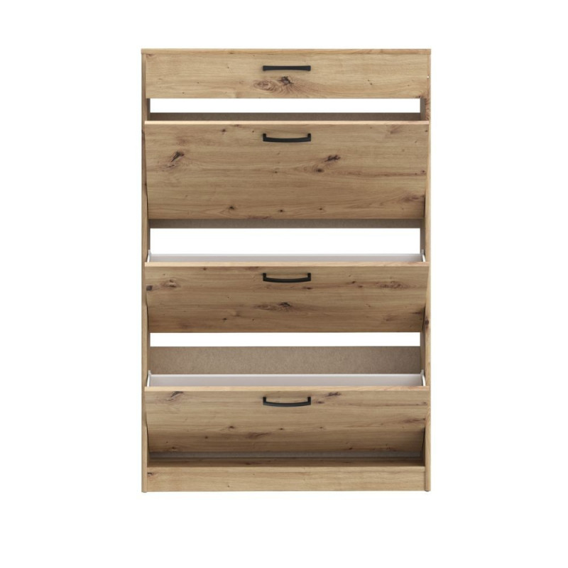 Scarpiera Cecilia con 3 scomparti ed un cassetto colore rovere 83.2x20.4xH 127.7 cm.
