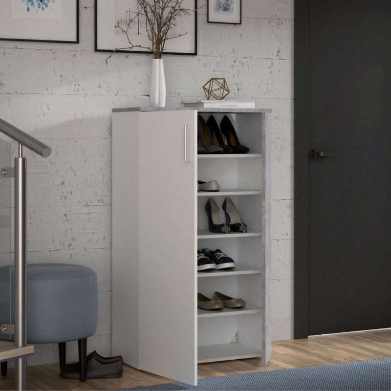 Mobile multiuso Lucio 2 ante H 120cm. colore bianco e cemento