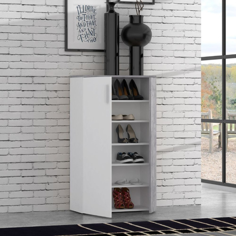 Mobile multiuso Lucio 2 ante H 120cm. colore bianco e cemento
