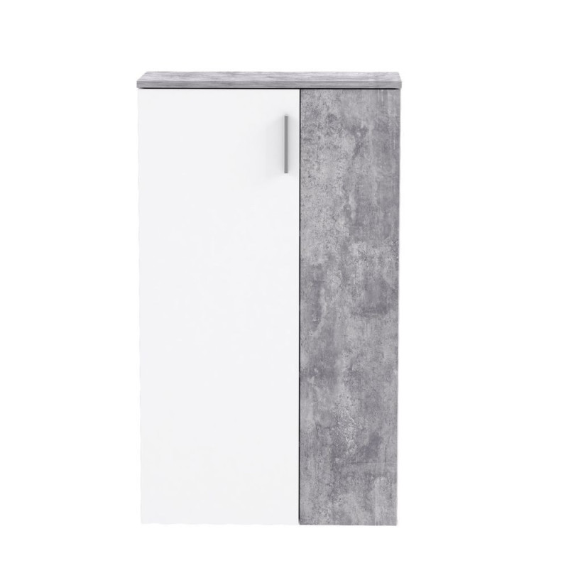 Mobile multiuso Lucio 2 ante H 120cm. colore bianco e cemento