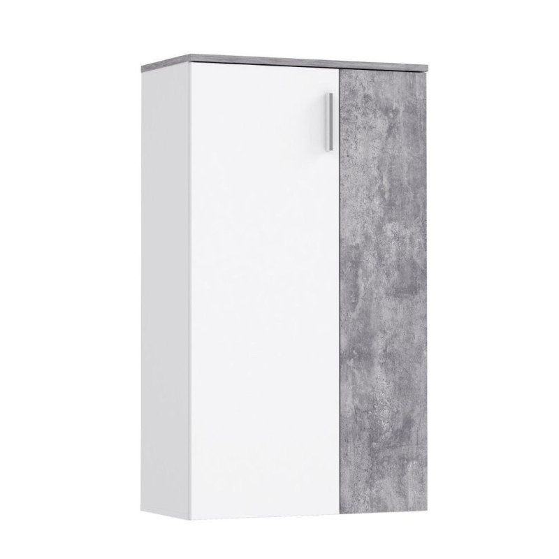 Mobile multiuso Lucio 2 ante H 120cm. colore bianco e cemento
