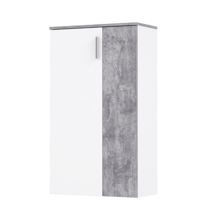 Mobile multiuso Lucio 2 ante H 120cm. colore bianco e cemento