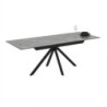 Tavolo allungabile Perla con piano in ceramica effetto marmo grigio e gambe in metallo nero