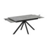 Tavolo allungabile Perla con piano in ceramica effetto marmo grigio e gambe in metallo nero