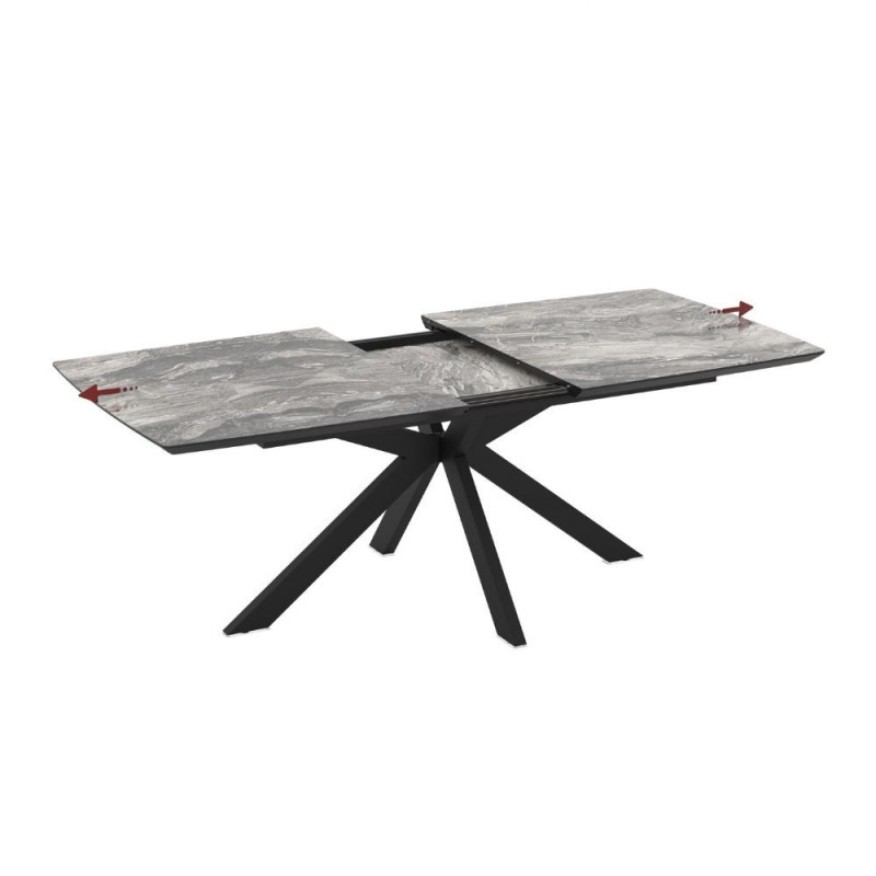 Tavolo allungabile Verano con piano colore marmo arabesque nero e gambe nere
