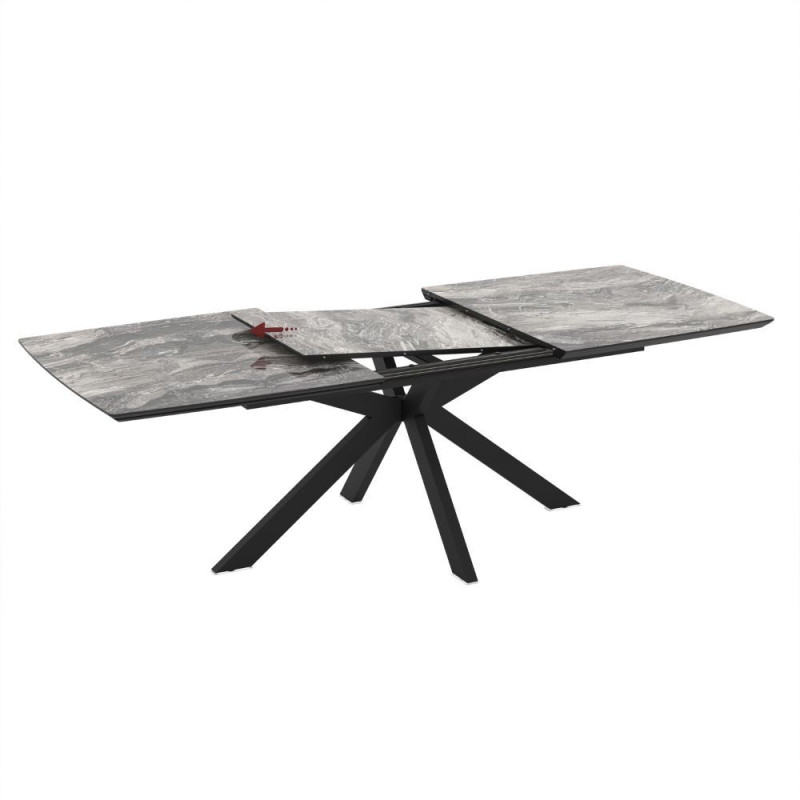 Tavolo allungabile Verano con piano colore marmo arabesque nero e gambe nere