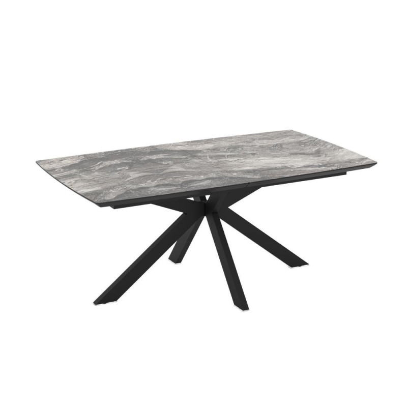 Tavolo allungabile Verano con piano colore marmo arabesque nero e gambe nere
