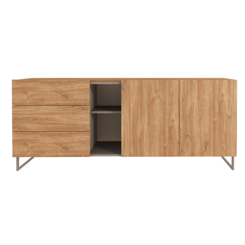 Madia 1055 rovere miele con 3 cassetti 2 ante e nicchie a giorno colore tortora
