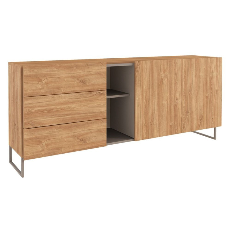 Madia 1055 rovere miele con 3 cassetti 2 ante e nicchie a giorno colore tortora