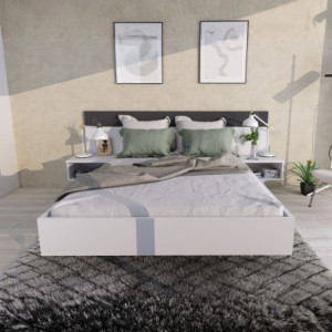 Zoom Struttura letto alla francese 1514 con comodini integrati colore bianco e antracite
