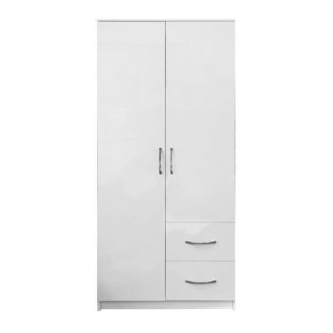 Zoom Armadio Niceville 2 ante battenti e 2 cassetti colore bianco
